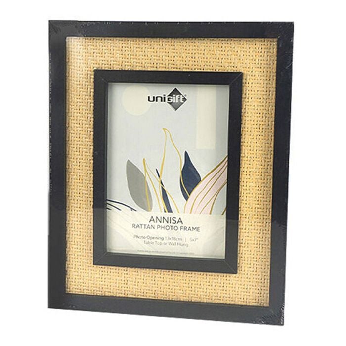 Unigift Annisa Rattan Wooden Picture Photo Frame 13x18cm Black&Natural