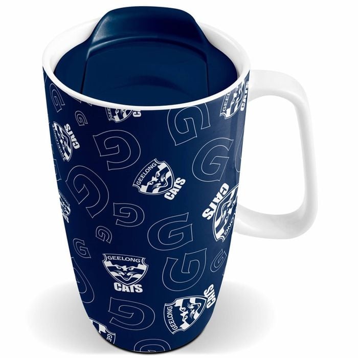 Geelong Cats AFL Ceramic Travel Coffee Mug Cup With Handle