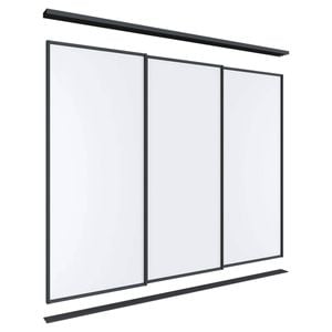 Lugna 2100 x 1801-2700mm Black Melamine Wardrobe Triple Sliding Doors