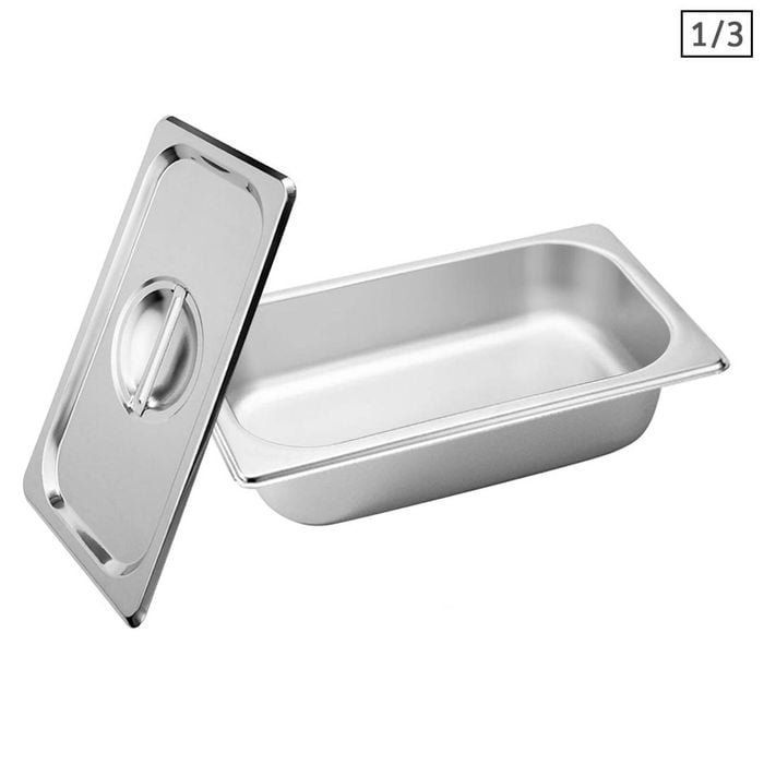 SOGA 1/3 GN Pan 6.5cm With Lid – Stainless Steel