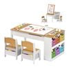 Costway Art Table & Chairs Set W/lifting Desk Top & Storage Natural