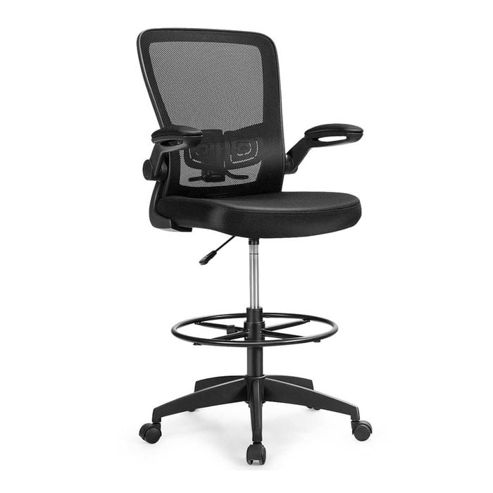 Costway Ergonomic Office Gaming Chair Mesh Drafting Chair Adjustable Black