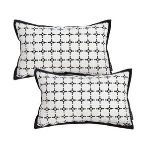 SOGA 2X 35cm Moroccan Black Cross Pattern Black Trim Decorative Throw Pillow