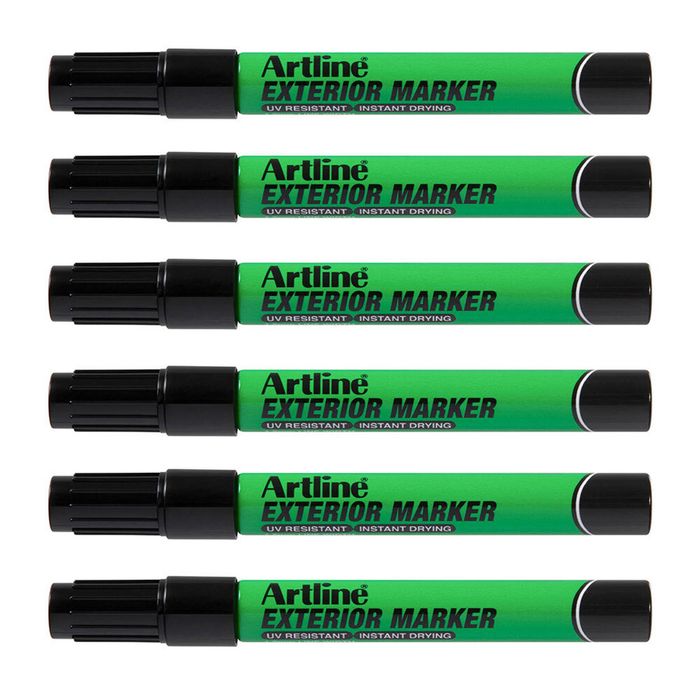 12pk Artline Exterior Permanent Marker 1.5mm Bullet Nib Uv Resistant Pen Black