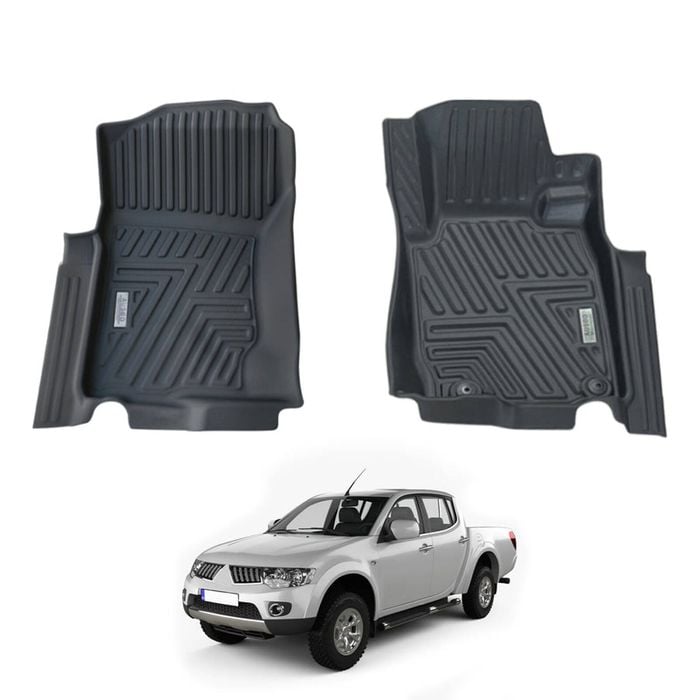 AUSGO Front Row Car Floor Mats for Mitsubishi Triton ML MN series Dual Cab 2006-2015 All-Weather Floor Liners