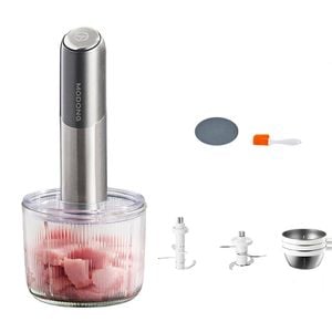 Catzon Glass Food Processor Small Usb Charging Wireless Electric Meat Grinder With 2 Blades 4 Bowls