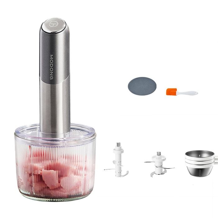 Catzon Glass Food Processor Small Usb Charging Wireless Electric Meat Grinder With 2 Blades 4 Bowls