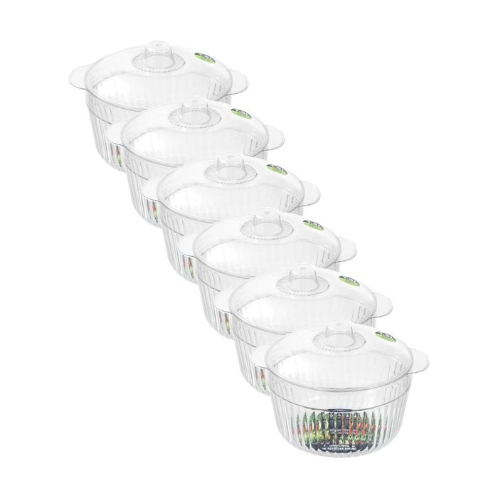 6x Lemon And Lime Crystal Vista Lidded Food Storage Bowl/container 1.5l
