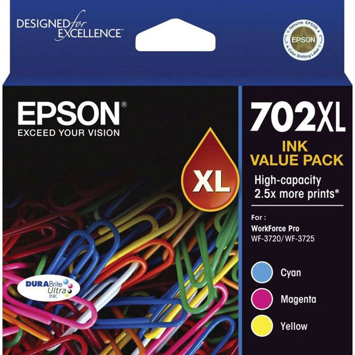 Epson GENUINE Epson 702XL 3 Colour Value Pack Ink Cartridge WF-3720 WF-3725 T345592