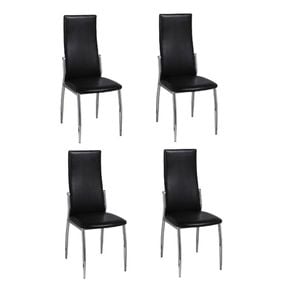 vidaXL 4x Dining Chairs Artificial Leather Black Premium Kitchen Cafe Seat