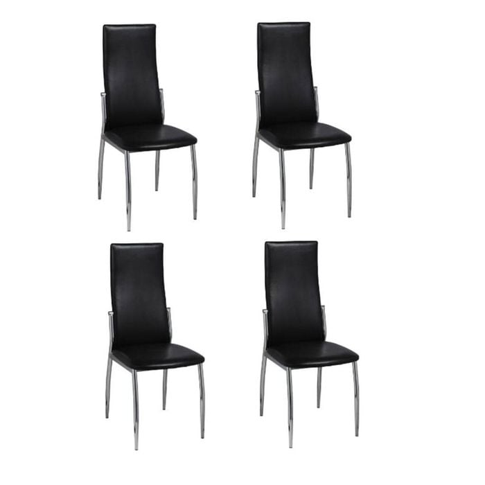 vidaXL 4x Dining Chairs Artificial Leather Black Premium Kitchen Cafe Seat