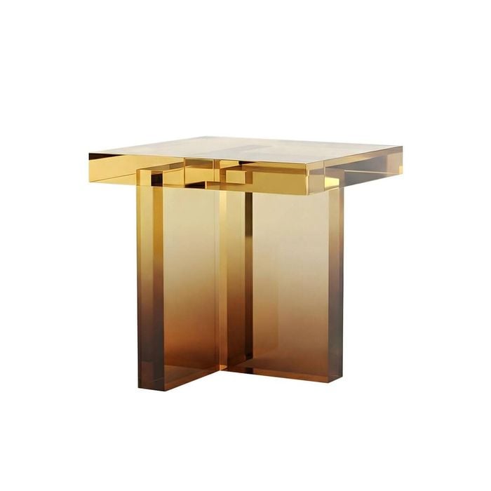 Nordhavn Golden Brown Acrylic Bedside Table, Nightstand End Table, Accent Table