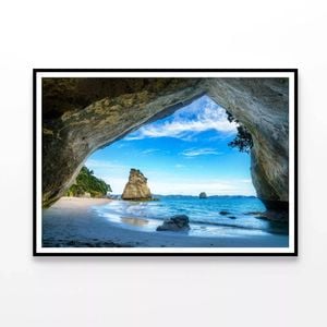 Beach In New Zealand  Print 100% Australian Made 120x90cm  (poster)