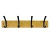 Mode Perma 4 Black Hooks On Bamboo Board Hat And Coat Rack
