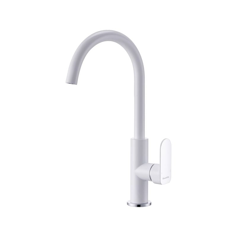 Rumba White and Chrome Gooseneck Sink Mixer