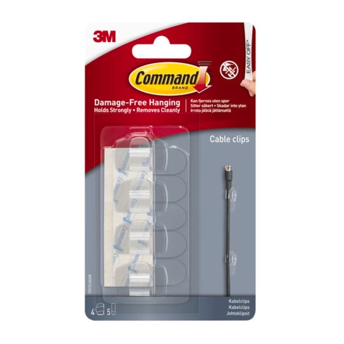 Command™ Clear Round Cord Clips And Strips