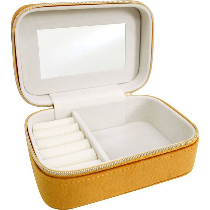 LVD Jewellery Travel Mini Accessories Storage Organiser 13x9cm Velvet Mustard
