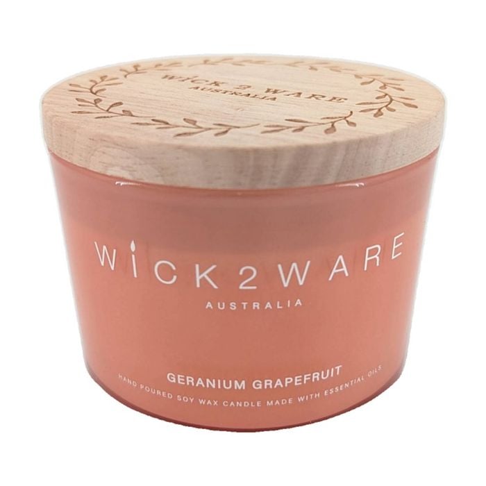 More Than Party Soy Scented Candle Jar Home Fragrance Geranium Grapefruit 340g