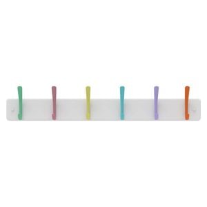 Mode 6 Pastel Hooks on White Board Hat and Coat Rack