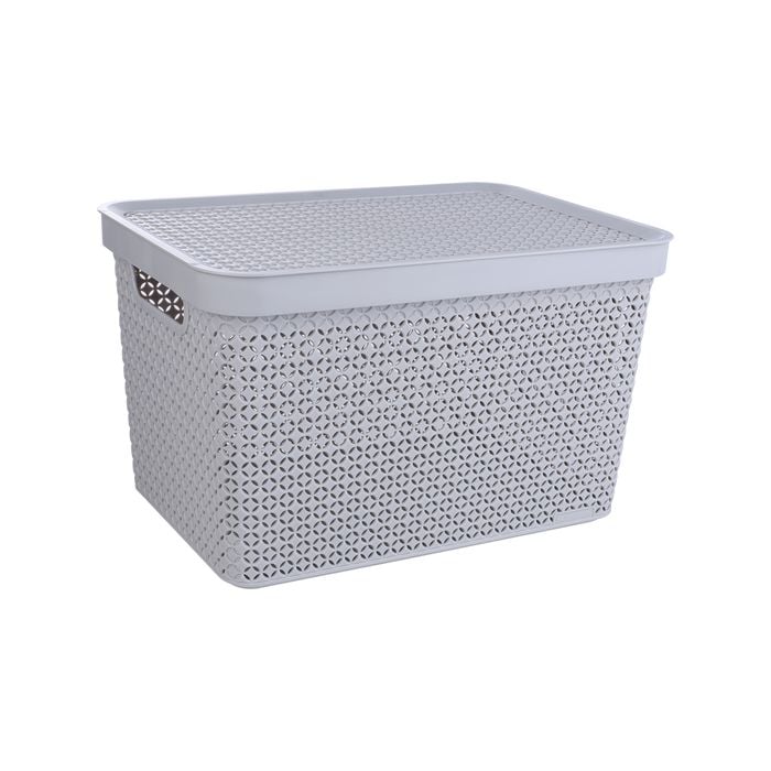 Ezy Storage 18L Grey Mode Lidded Basket