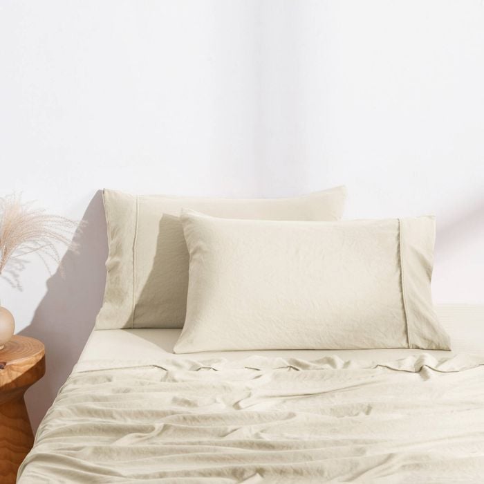 Dreamaker Superfine Washed Microfibre Standard Pillowcase Twin Pack - Natural