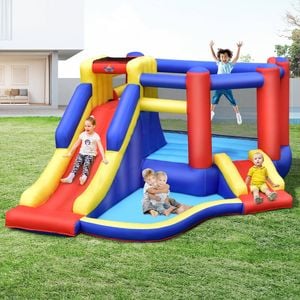 Costway Inflatable Bouncy Castle With  Slide & Pool & Carry Bag No Blower