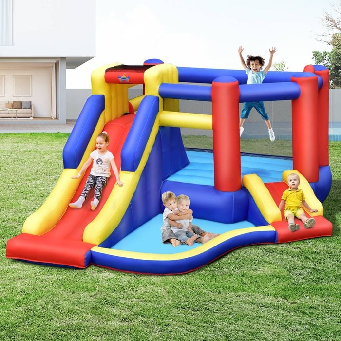 Costway Inflatable Bouncy Castle With  Slide & Pool & Carry Bag No Blower