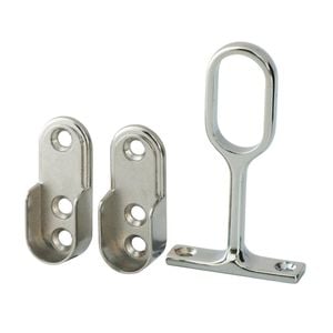 Italio 15mm Chrome Oval Wardrobe Rail Support Kit