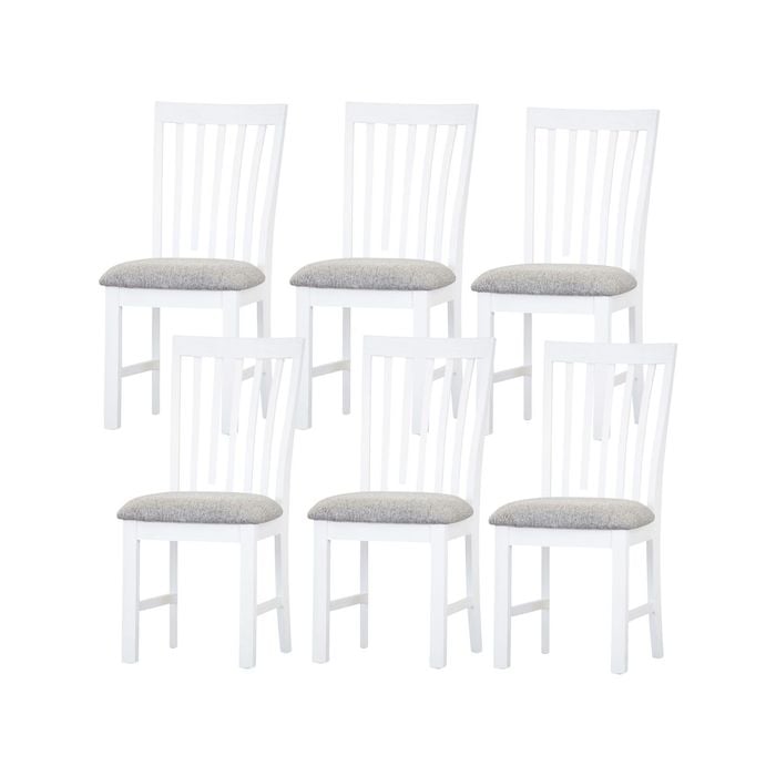 Laelia Dining Chair Set of 6 Solid Acacia Timber Wood Coastal Furniture - White