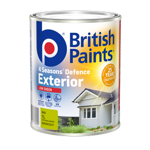 British Paints 4 Seasons Mid Base Low Sheen Exterior Paint - 1L