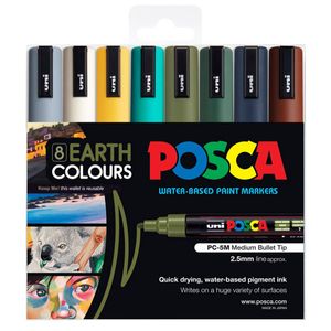 Uni PC5M Marker (Wallet of 8) (Earth Colours)