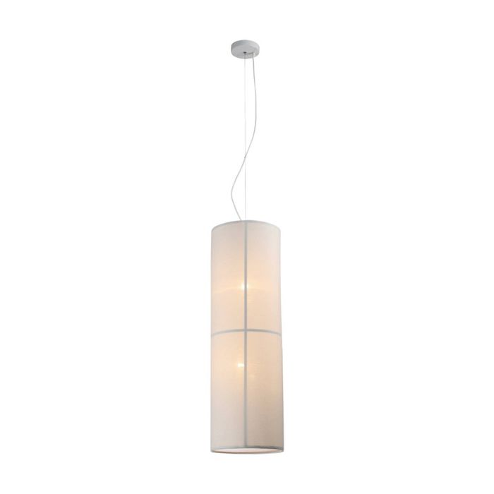 Lexi Lighting Ailsa Pendant Light White Linen Cylinder Cord Suspension 2350mm