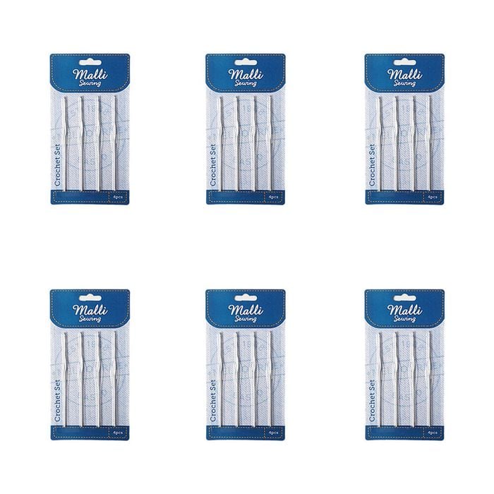6x 4pc Malli Aluminium Crochet Hook Set Yarn Crafting/knitting Tools Silver