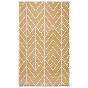 Fab Habitat 150x238cm Gold And Cream Sydney Modern Recycled Plastic Outdoor Rug