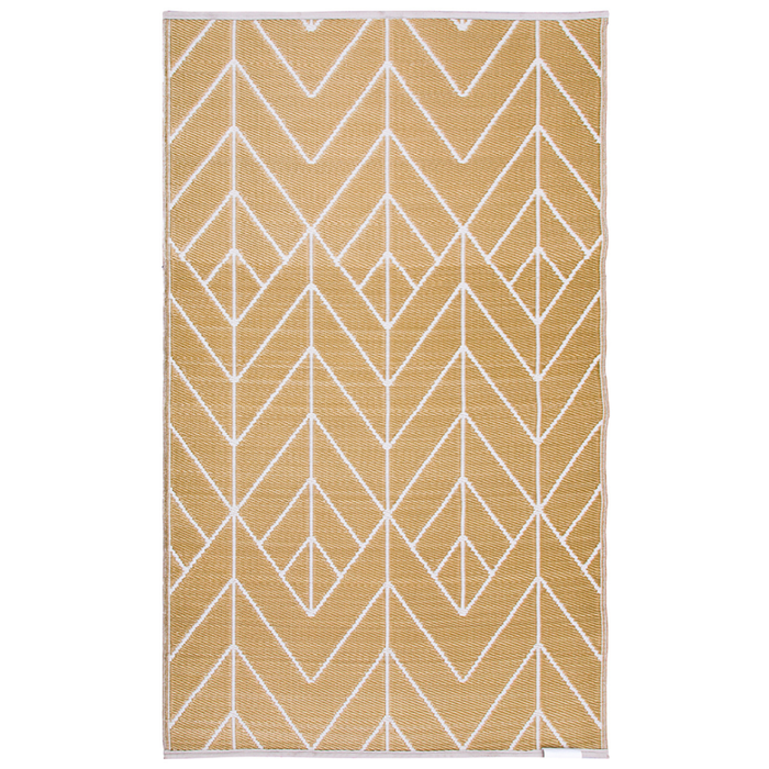 Fab Habitat 150x238cm Gold And Cream Sydney Modern Recycled Plastic Outdoor Rug