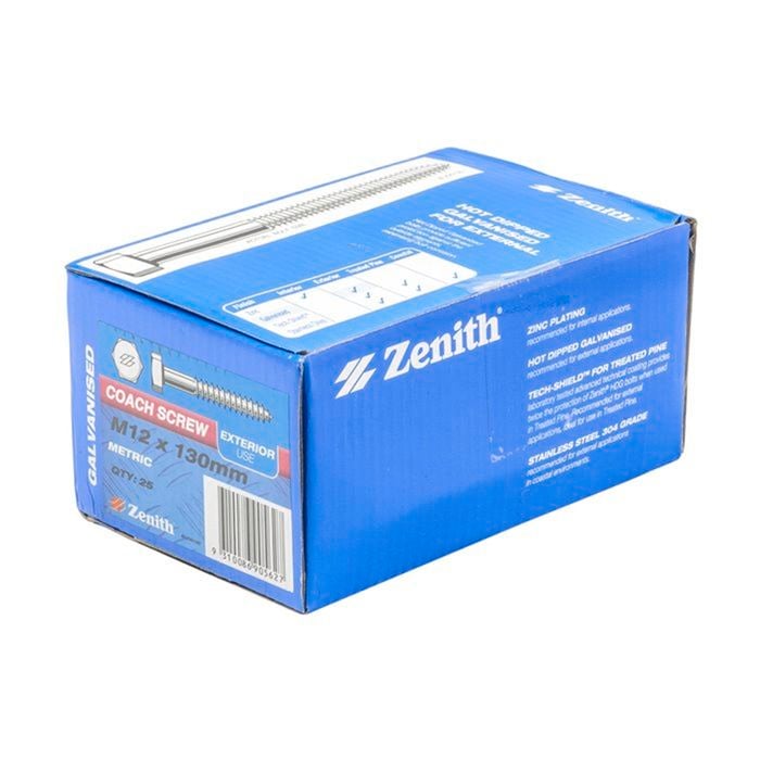 Zenith Coach Screw HD Galv  M12x120mm 25pk BUD0120