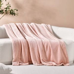 Serene Hudson Fleece And Sherpa Reverse Throw Blanket Blush 130x170cm