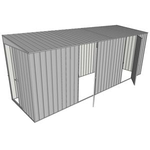 Build-a-Shed 1.5 x 5.2 x 2m Dual Single Hinged Side Door Skillion Shed - Zinc