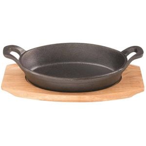 Pyrolux Pyrocast 17cm Cast Iron Oval Gratin w/ Tray Pan/Skillet Cookware Black