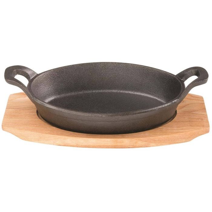 Pyrolux Pyrocast 17cm Cast Iron Oval Gratin w/ Tray Pan/Skillet Cookware Black