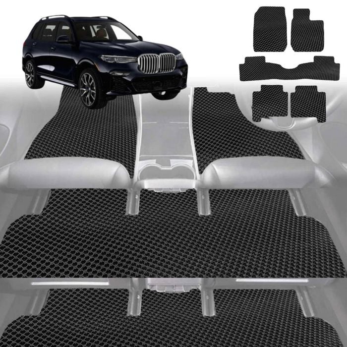 6D Diamond Car Floor Mats for BMW X7 2019-Current-Ultimate Set-Black-Outback GT