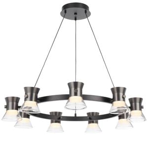 Telbix Tipico Contemporary Pendant Hanging Lamp Light Metal Glass Aluminium Gun Metal Matte