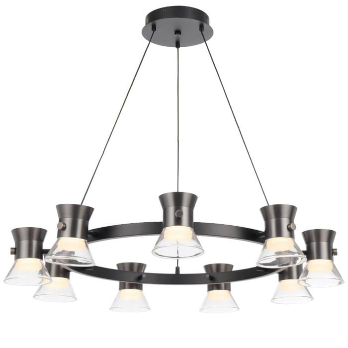 Telbix Tipico Contemporary Pendant Hanging Lamp Light Metal Glass Aluminium Gun Metal Matte