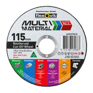 Flexovit 115 x 1 x 22.2mm Multi Material Reinforced Cut Off Wheel
