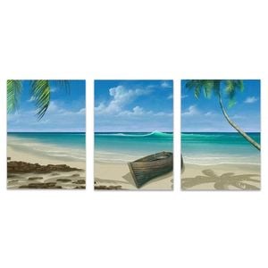 3pcs Tropical Ocean View with Sandy Shore Print 100% Australian Made 3 x 40x60cm (Metal Print)