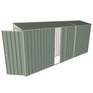 Build-a-Shed 0.8 x 4.5 x 2m Skillion Single Hinged Door Shed with Single Sliding Side Door - Green