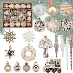 Catzon 45 Pcs Christmas Ornaments Shatterproof Donuts Bow Snowflake Balls for Holiday