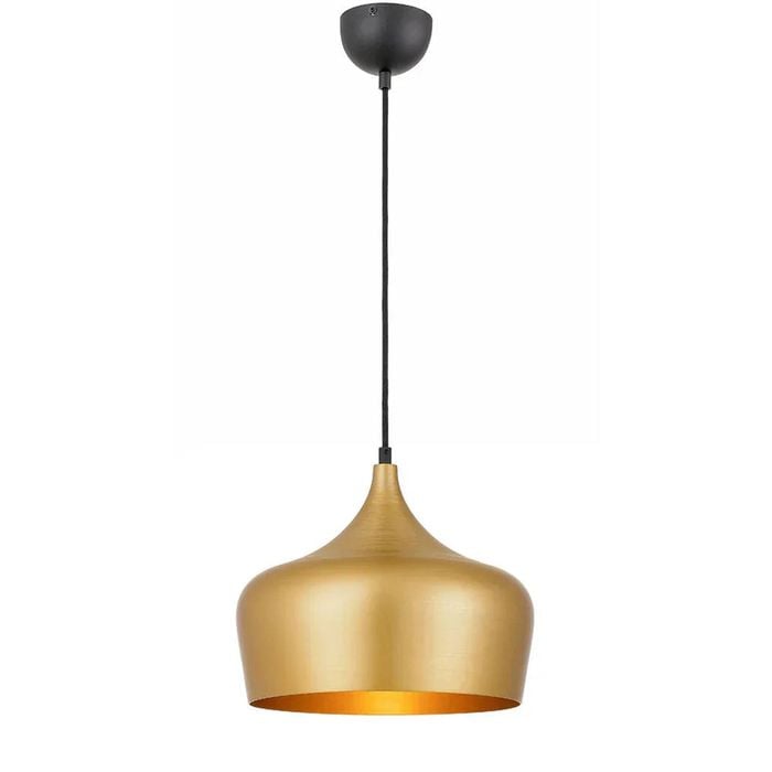 Telbix Polk Modern Pendant Hanging Lamp Light Metal Black Gold Brushed