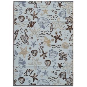 Reversible Outdoor Plastic Mat - Chatai Shells-Multi- 120x170cm