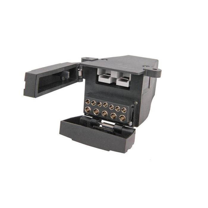 Hulk 12 Pin Flat Camper Trailer Socket with 50A Connector Black